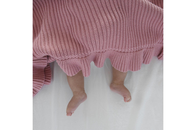 Saikah: Ribbed Frill Blanket - Blush Pink