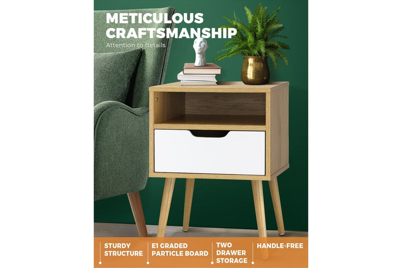 Oikiture Bedside Table White