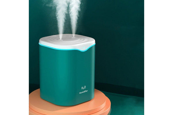 2L USB Double Spray Humidifiers with Colorful Light Cool Mist Ultrasonic Steam Air Humidifier Green