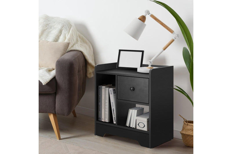 Oikiture Bedside Tables End Table (Black)
