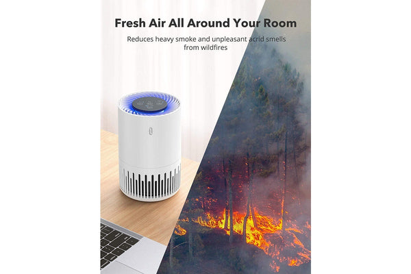 TaoTronics HEPA Air Purifier Compact Air Filter for Home Office Allergens Smoke Pollen Pets Hair Odors Dust Night Light TT-AP001