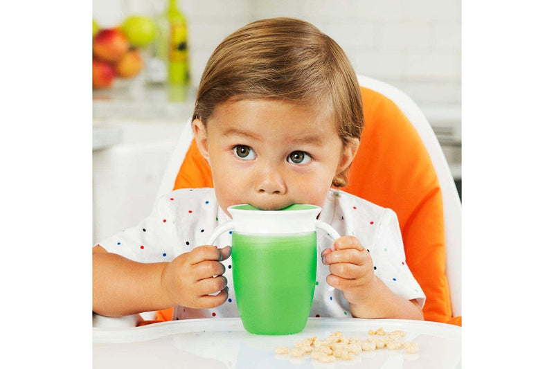 Munchkin 7oz 200ml Miracle 360deg Baby Toddler Anti-Spill Trainer Cup Green 6M+