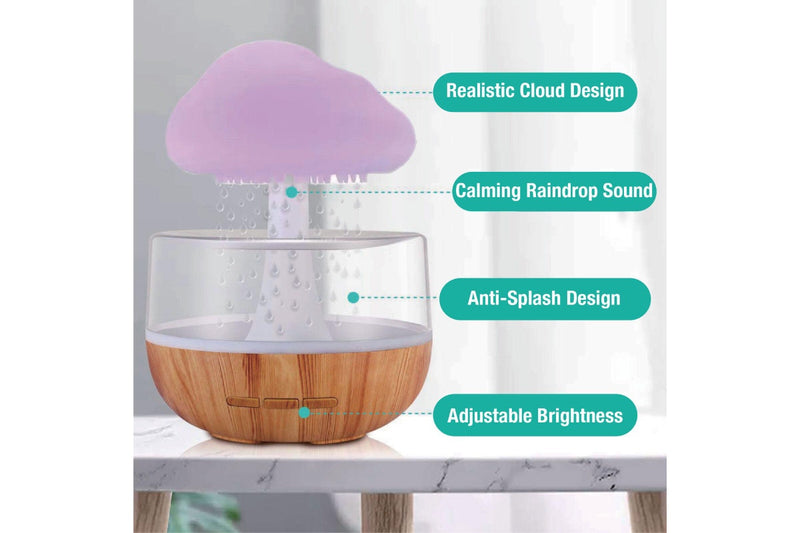 Ozstock USB Rechargeable Raincloud Humidifier with LED Lights and Rain Sound