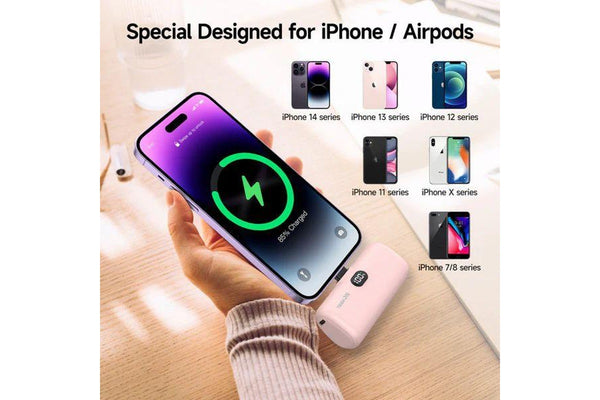 Tough On Mini Portable Charger 5000mAh Power Bank PD Fast Charging for iPhone - Pink