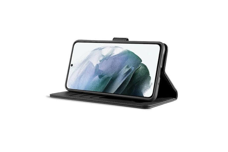 For Samsung Galaxy S22 SupRShield Wallet Leather Card Holder Flip Protective Shockproof Magnetic Case Cover (Black)