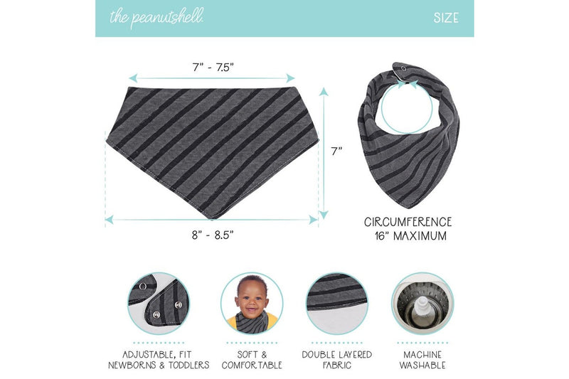 8pc The Peanutshell Cotton Bandana Feeding Baby Infant Adjustable Bib Set GRY