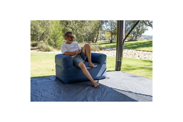 Quest Outdoors 100x80cm Air Inflatable Sofa 1 Camping Picnic Furniture Blue