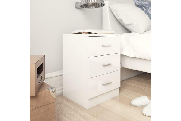 Bedside Cabinets 2 Pcs High Gloss White 38X35x56 Cm Engineered Wood Bedside Tables