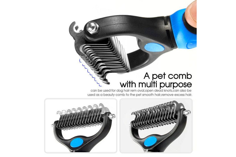 Ozstock Pet Dog Cat Grooming Comb Brush Undercoat Rake Dematting Deshedding Trimmer Blue