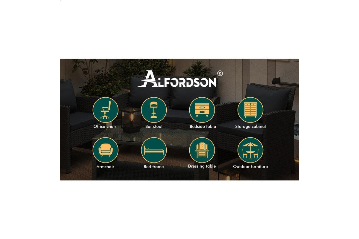 ALFORDSON Outdoor Furniture 4PCS Patio Wicker Set Dark Grey