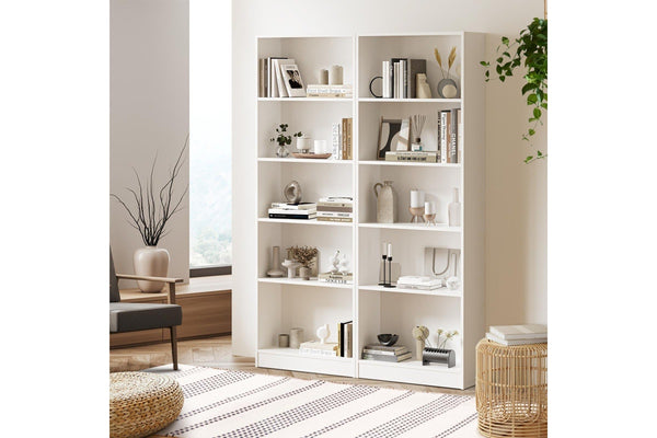 Oikiture Bookshelf Bookcase 5-Tier(White)