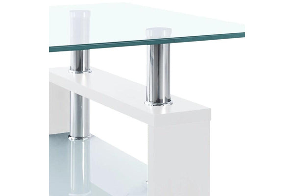 Coffee Table White And Transparent 95X55x40 Cm Tempered Glass Coffee Tables