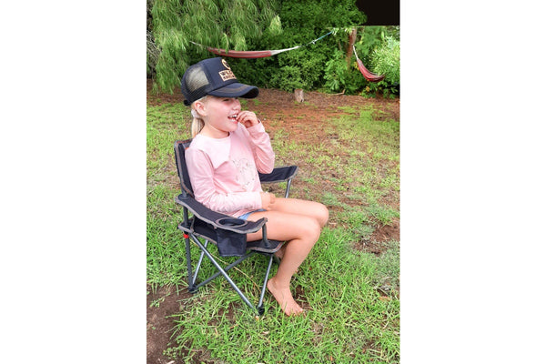 Wildtrak Kidz 67cm Folding Camp Chair Portable Outdoor Camping Seat Grey Black