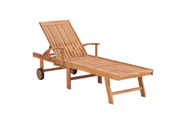 Sun Loungers 2 pcs with Table and Cushion Solid Teak Wood vidaXL