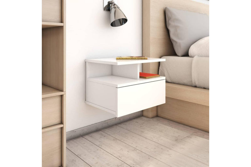 Floating Nightstands 2 Pcs High Gloss White 40X31x27 Cm Engineered Wood Bedside Tables