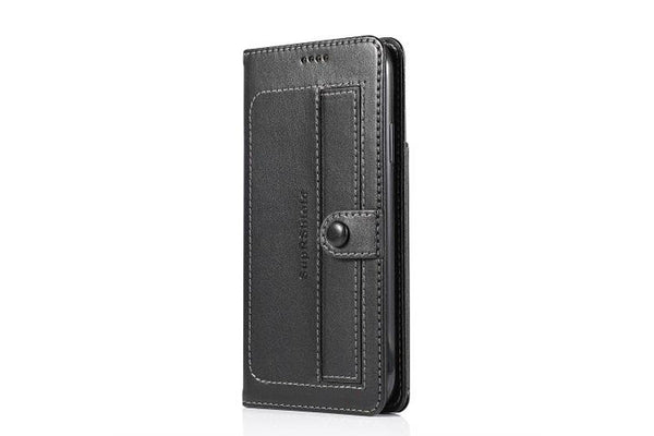 For Apple iPhone 12 Case SupRShield Pro Luxury Wallet Leather Flip Magnetic Stand Case Cover (Black)