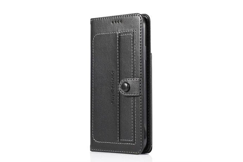 For Apple iPhone 12 Pro Case SupRShield Pro Luxury Wallet Leather Flip Magnetic Stand Case Cover (Black)
