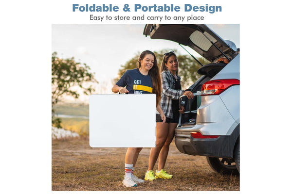 Giantex 1.8M Folding Camping Table Portable Picnic Table Outdoor Indoor w/Carrying Handle, White