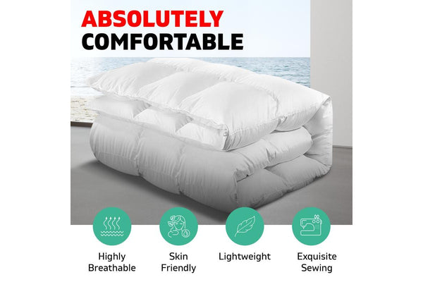 Queen Size Bedding Duck Down Feather Quilt Doona Duvet Winter 500GSM White
