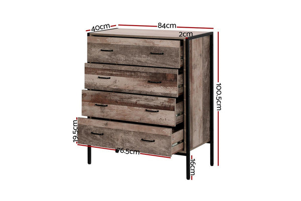 Chest of Drawers Tallboy Dresser Storage Cabinet Industrial Rustic