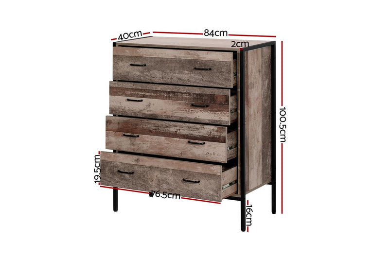 Chest of Drawers Tallboy Dresser Storage Cabinet Industrial Rustic