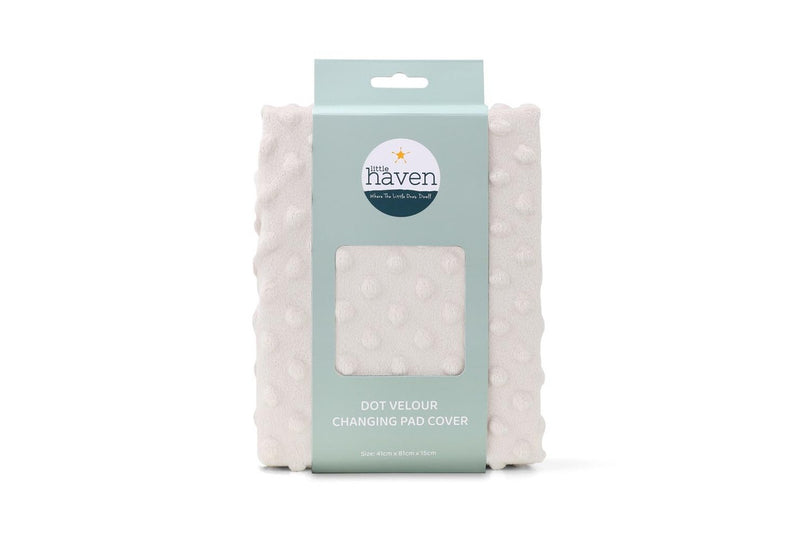 3x Little Haven Dot Velour Soft Gentle Baby Changing Pad Cover Natural 88cm