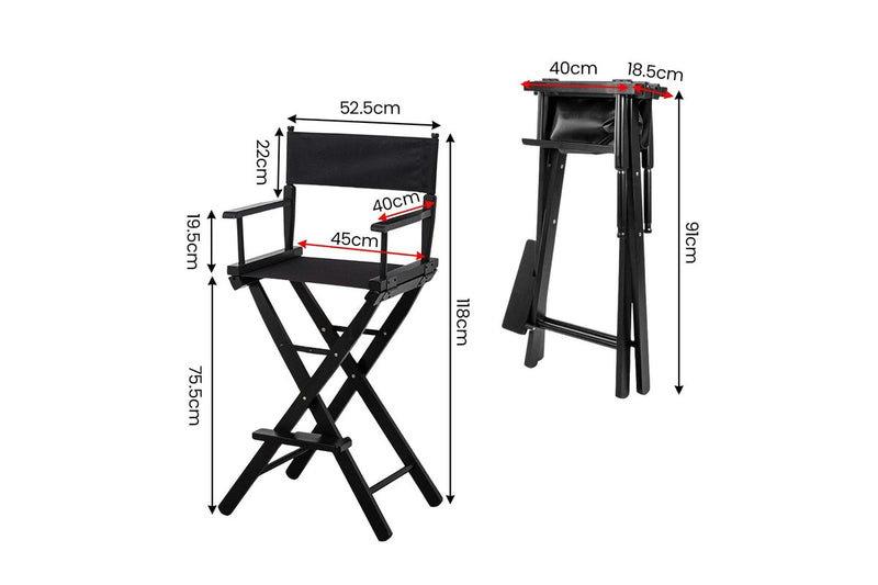Sarantino Tall Directors Chair - Black