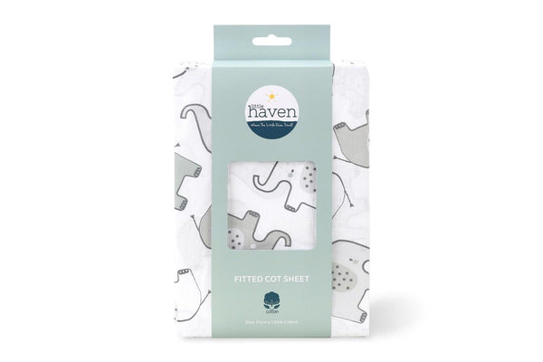 2x Little Haven Cot Fitted Elephant Cozy & Comfort Baby Bedding Sheet 135cm