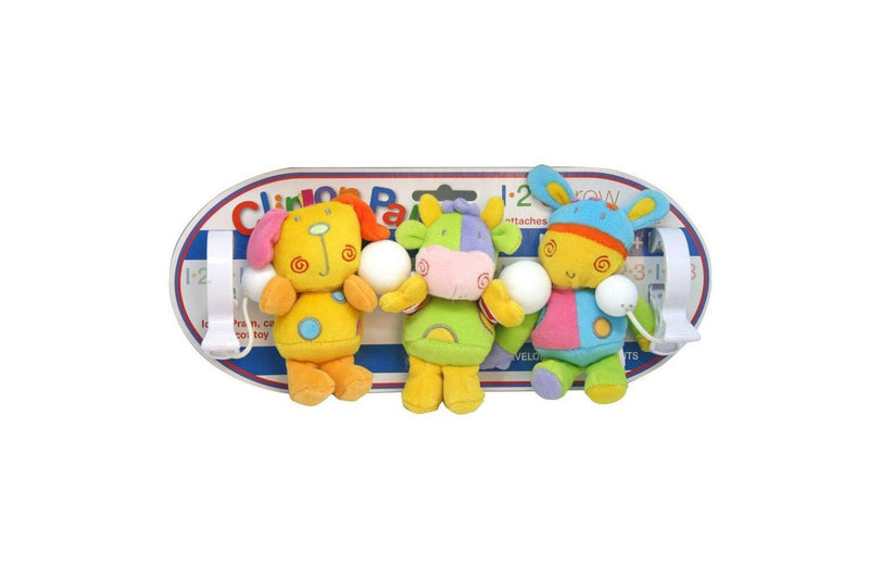 2x 123 Grow Clip On Pals Toys Domestix Jungle f Newborn 0m+ Pram Strollers Car