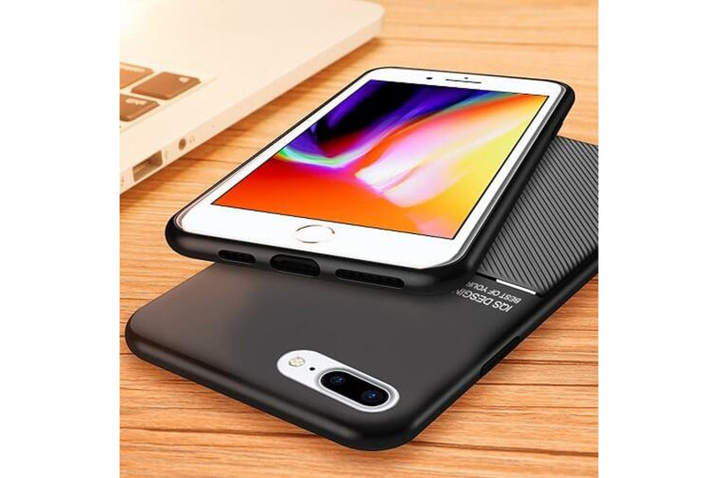 For Apple iPhone 8+ /8 Plus Business Style Luxury Matte Soft Silicone Drop Resistant Case Cover (Black)