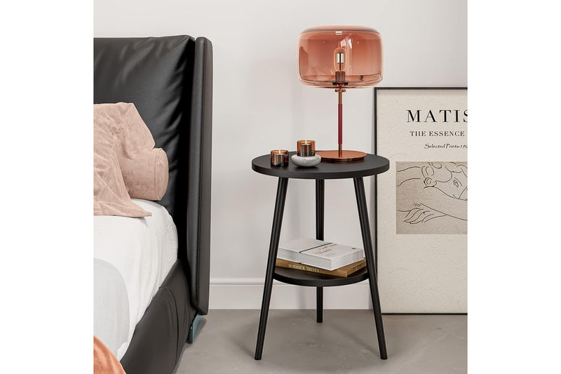 2-Layer Round Coffee Table, End Tables Living Room