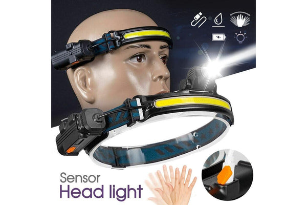Costcom New Headlamp sensor head light Led XPG+COB USB Headlight Waterproof Camping