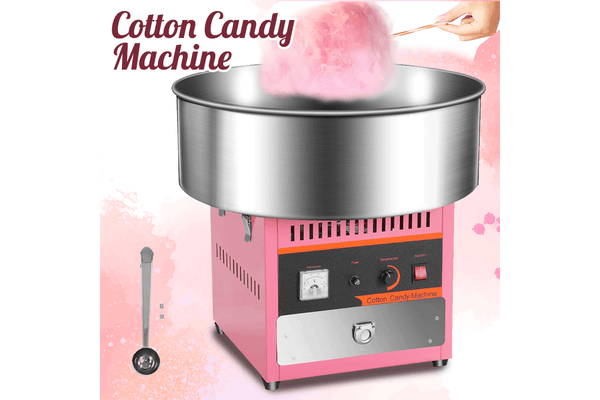 Alston 1000W Commercial Electric Cotton Candy Machine Sugar Fairy Floss Maker For Family Party with Stainless Steel Bowl Storage Drawer Pink Color