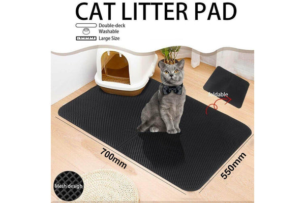Waterproof Double-Layer Cat Litter Mat Trapper Foldable Pad Pet Rug Home L