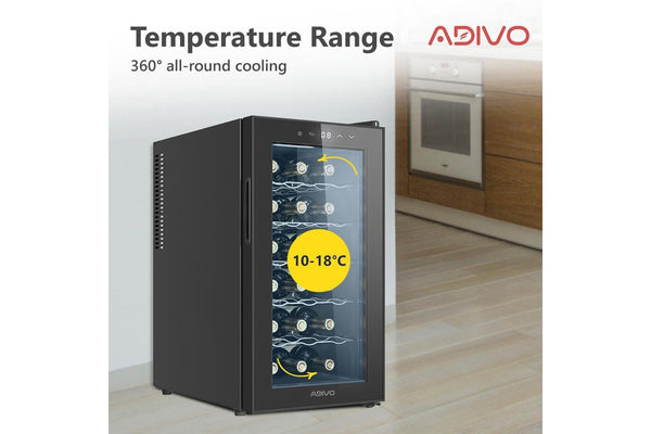 ADIVO Wine Cooler Fridge Compressor Cellar Chiller Temperature Control 18 Bottles