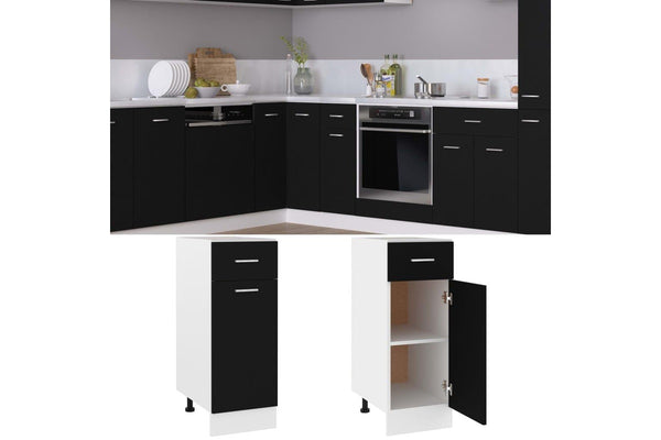 Drawer Bottom Cabinet Black 30x46x81.5 cm Engineered Wood vidaXL