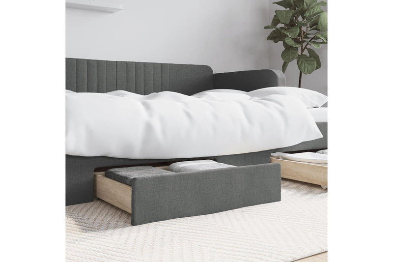 Bed Drawers 2 Pcs Dark Grey Engineered Wood And Fabric Bedside Tables