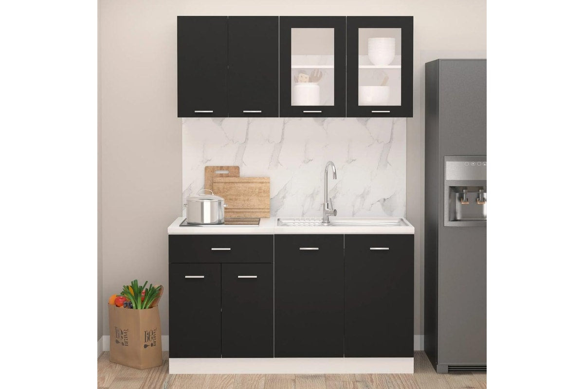 4 Piece Kitchen Cabinet Set Black Engineered Wood vidaXL