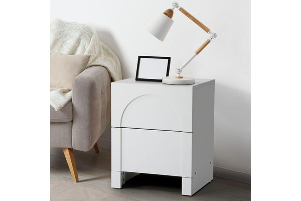 Oikiture Bedside Table 2 Drawers White