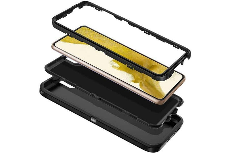 For Samsung Galaxy S22+ /S22 Plus Case Drop Resistant Defender Tradies Heavy Duty Rugged Shockproof Tough Cover (Black)