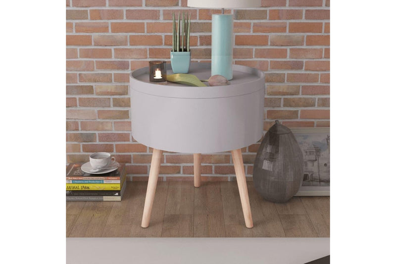 Side Table with Serving Tray Round 39.5x44.5 cm Grey vidaXL