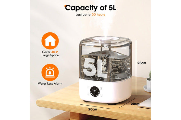 ADVWIN 5L Air Humidifier & Diffuser with Adjustable Humidity Control for Baby, Plants, Bedroom Large Room