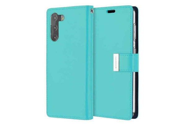 Goospery Samsung Galaxy S22 +/ S22 Plus Rich Diary Wallet Flip Case Leather Card Slots Magnetic Cover (Aqua)
