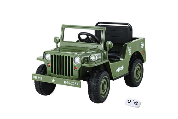 Rigo Kids Electric Ride On Car Jeep Military Off Road Toy Cars Remote 12V Olive