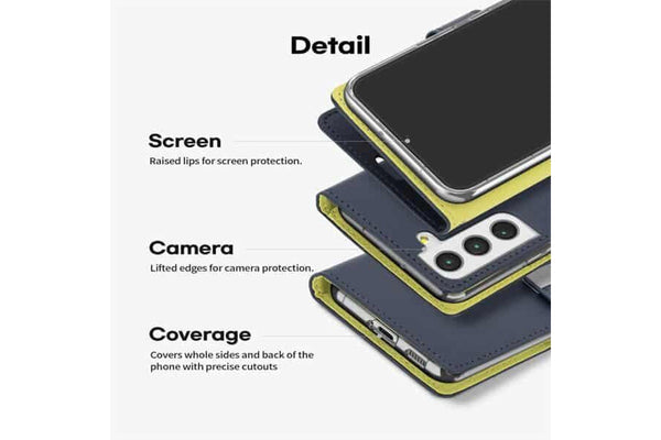 Goospery Samsung Galaxy S22 +/ S22 Plus Rich Diary Wallet Flip Case Leather Card Slots Magnetic Cover (Navy Blue)