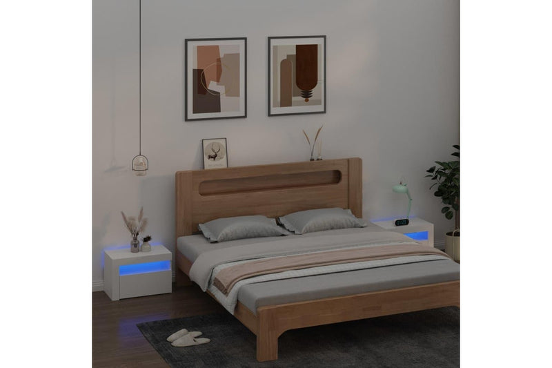 Bedside Cabinets 2 pcs with LEDs White 60x35x40 cm vidaXL