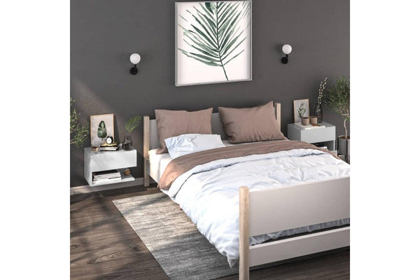 Wall Mounted Bedside Cabinets 2 Pcs White Bedside Tables