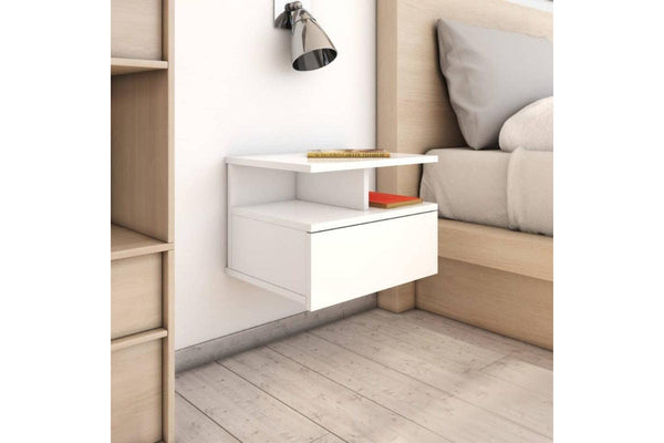 Floating Nightstand High Gloss White 40X31x27 Cm Engineered Wood Bedside Tables