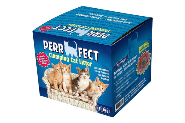 Perrfect 8kg Clumping Cat Kittens Litter Strong Clumping Absorption Rose Scent