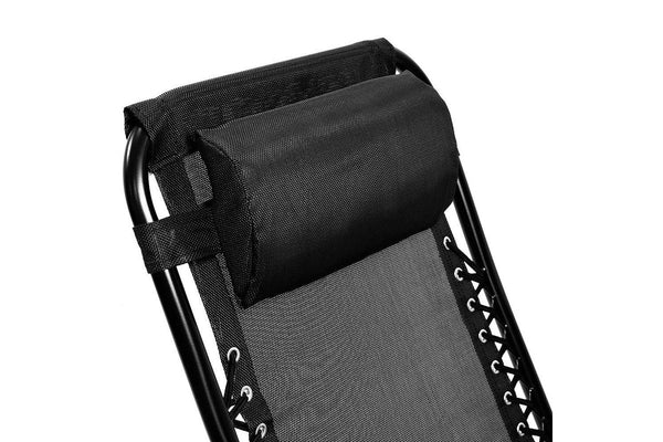 Wallaroo Gravity Reclining Deck Lounge Sun Beach Chair Outdoor Folding Camping Black Camping Chairs